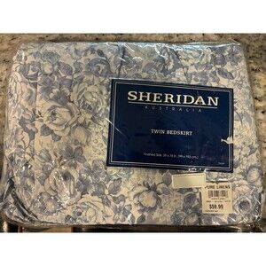 VTG Sheridan Australia Twin DUST RUFFLE SKIRT Cottage EUGENIA Blue White